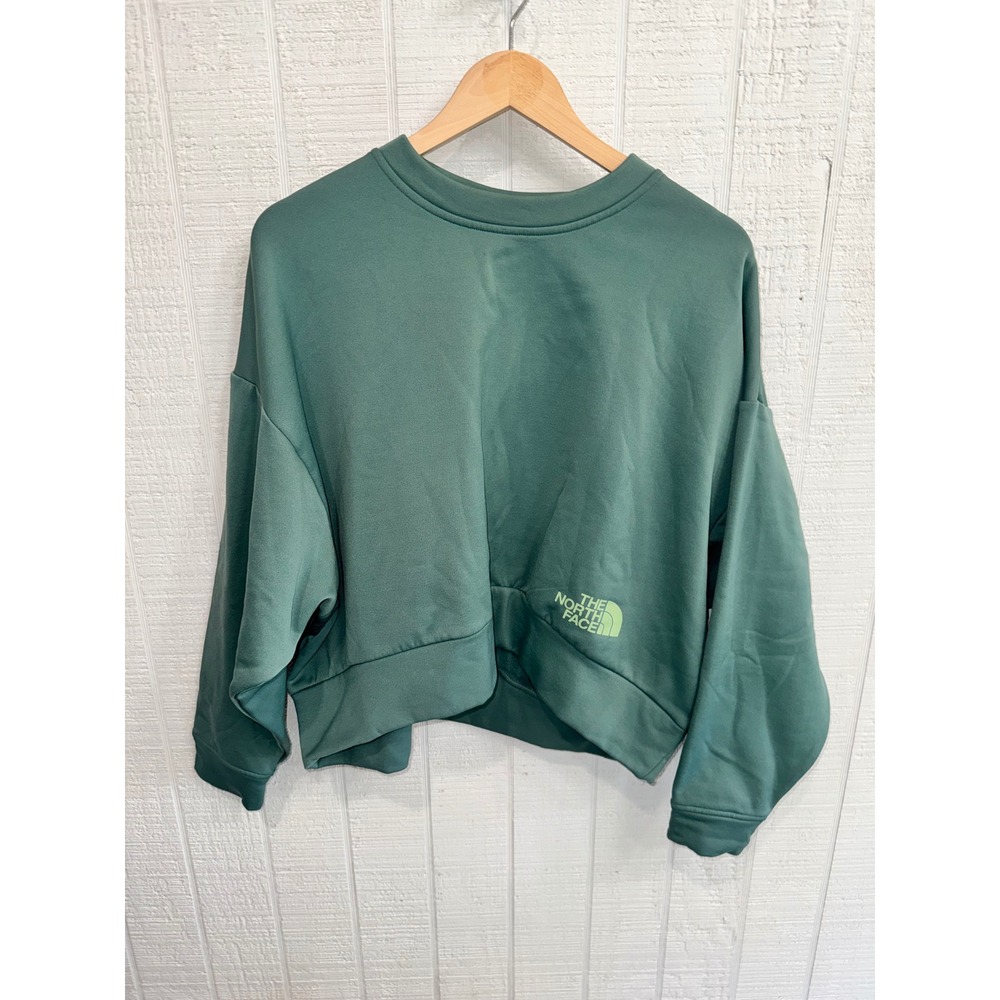 The North Face Sweatshirt Womens Green Cropped Drop Shoulder Pullover Large